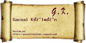 Gacsal Kálmán névjegykártya